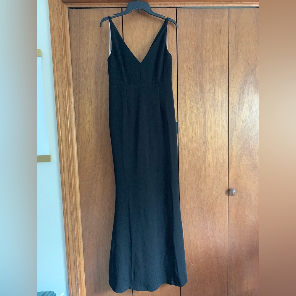 Lulu's Black V-Neck Slip Dress